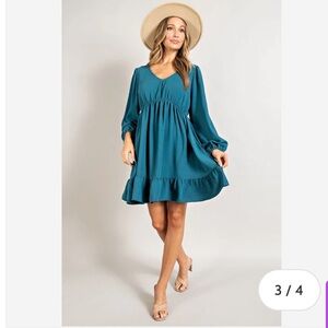 NWOT Eesome Teal Flutter Dress / Bump Friendly / Pink Blush / SZ L